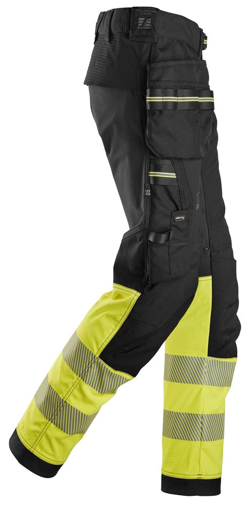 6934 Pantalon de travail en tissu extensible avec poches holster haute visibilité, Classe 1
