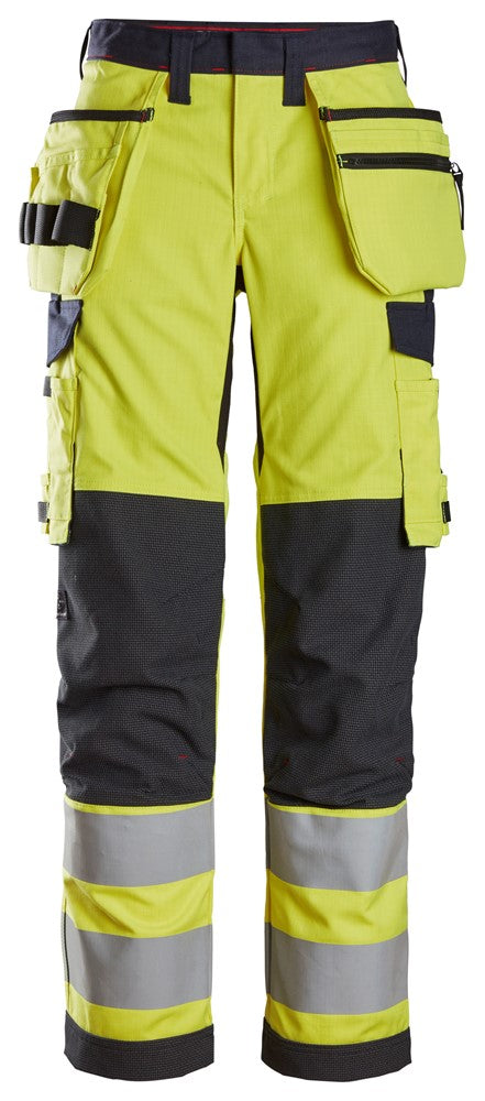 6797  ProtecWork, Pantalon de protection pour femme avec poches holster, haute visibilité, Classe 2